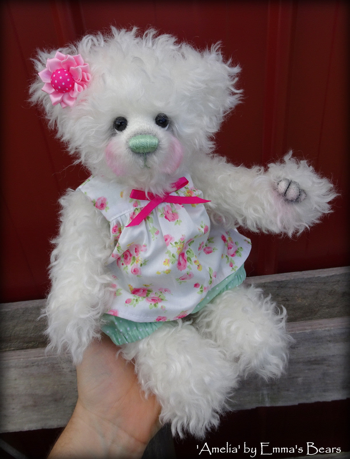 Amelia - 12" curly kid mohair artist bear by Emma's Bears  - OOAK