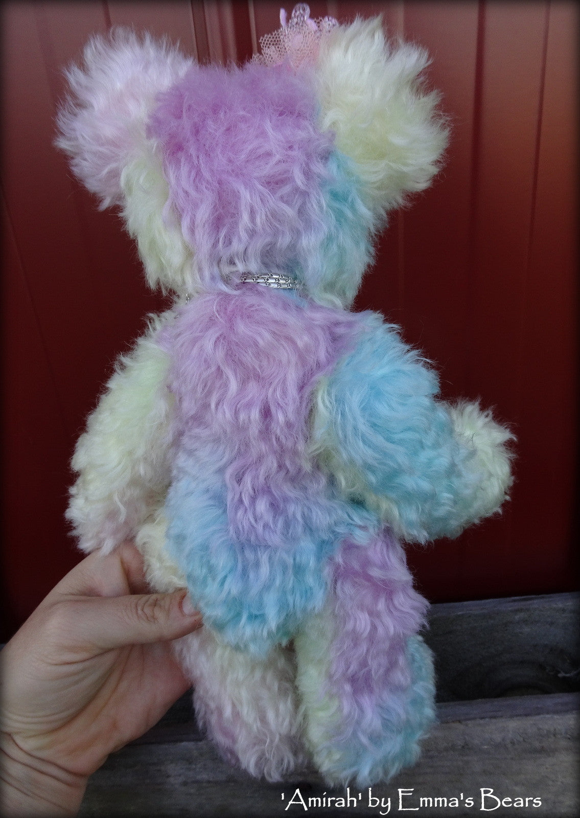 Amirah - 12" hand dyed rainbow mohair Artist Bear by Emmas Bears - OOAK