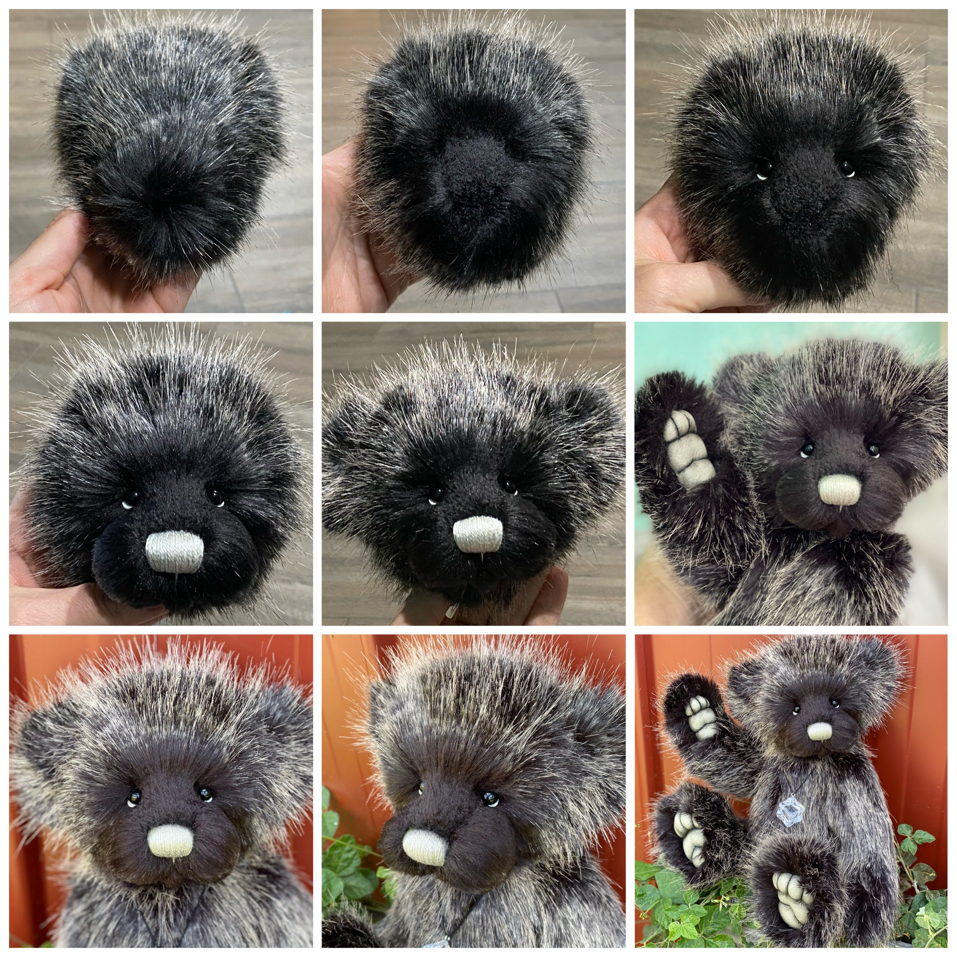 KITS - 13" Soot faux fur teddy using Emma's Bears FREE pattern