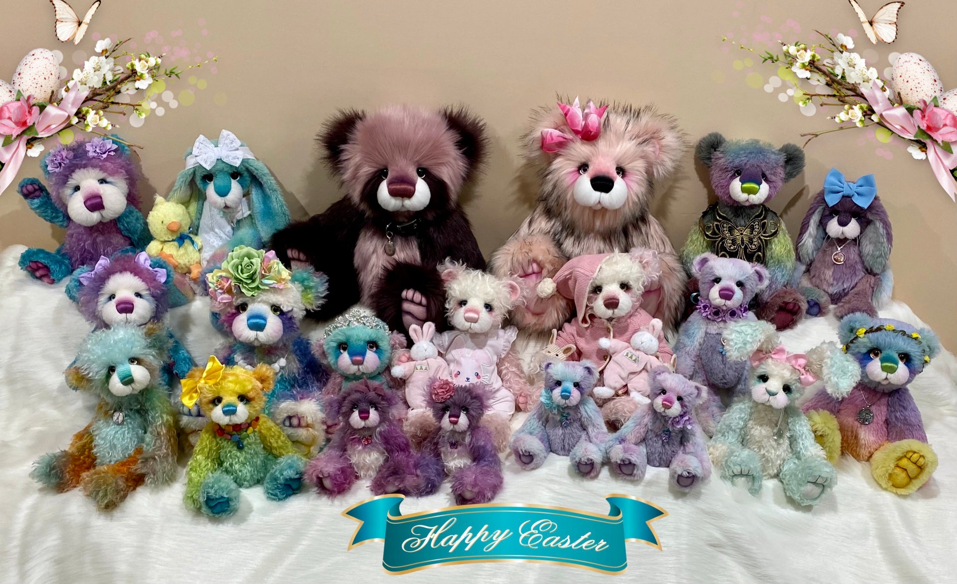 Lemonsocks - 16" Hand-Dyed Rainbow Bear by Emma's Bears - OOAK