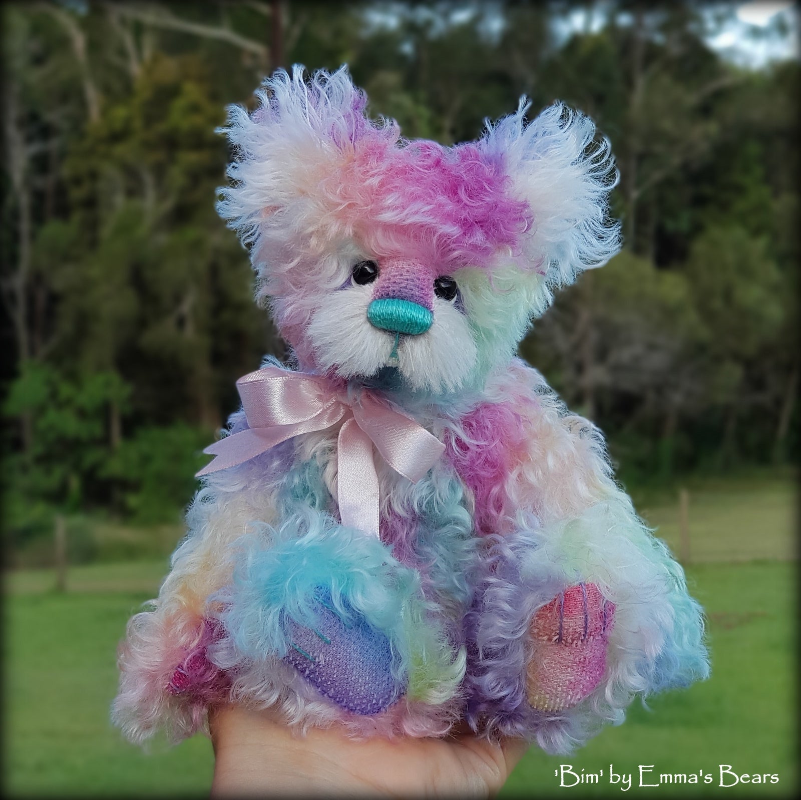 Bim - 8" Rainbow Mohair Artist Bear by Emma's Bears - OOAK