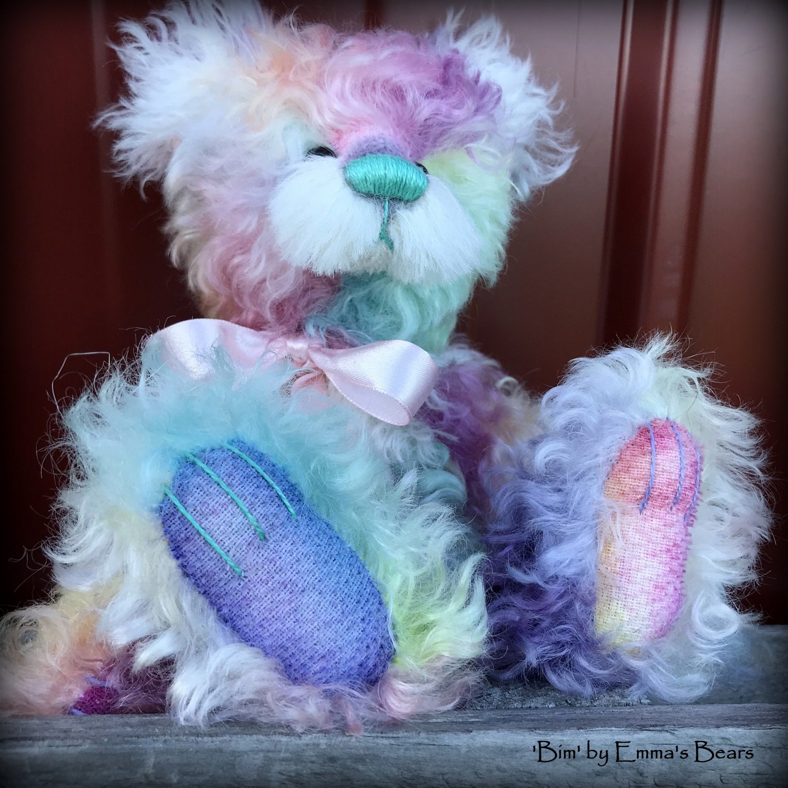 Bim - 8" Rainbow Mohair Artist Bear by Emma's Bears - OOAK