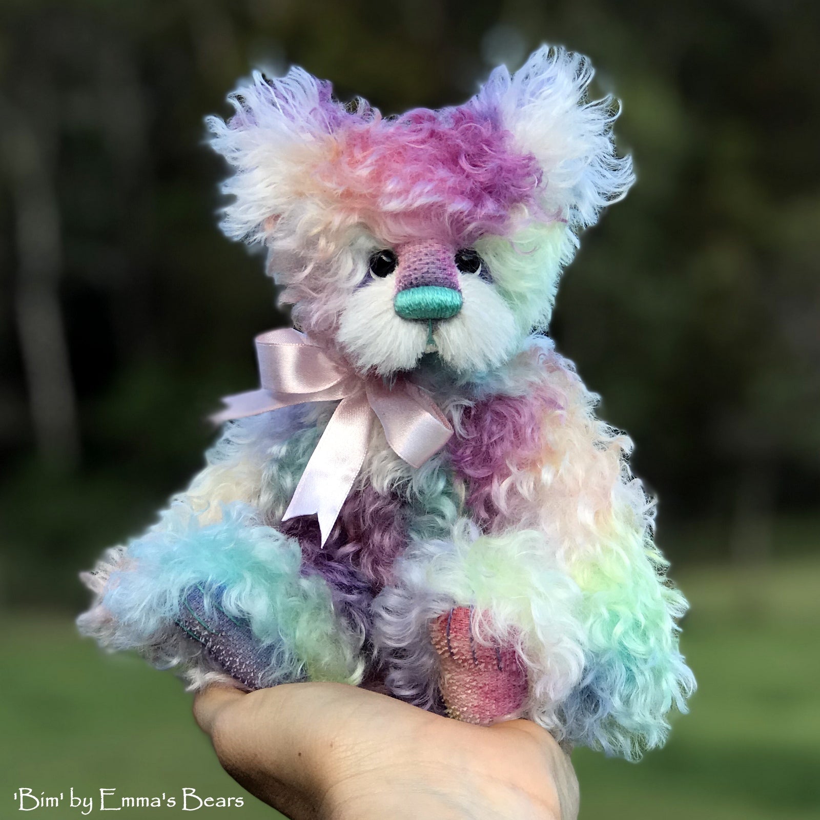 Bim - 8" Rainbow Mohair Artist Bear by Emma's Bears - OOAK