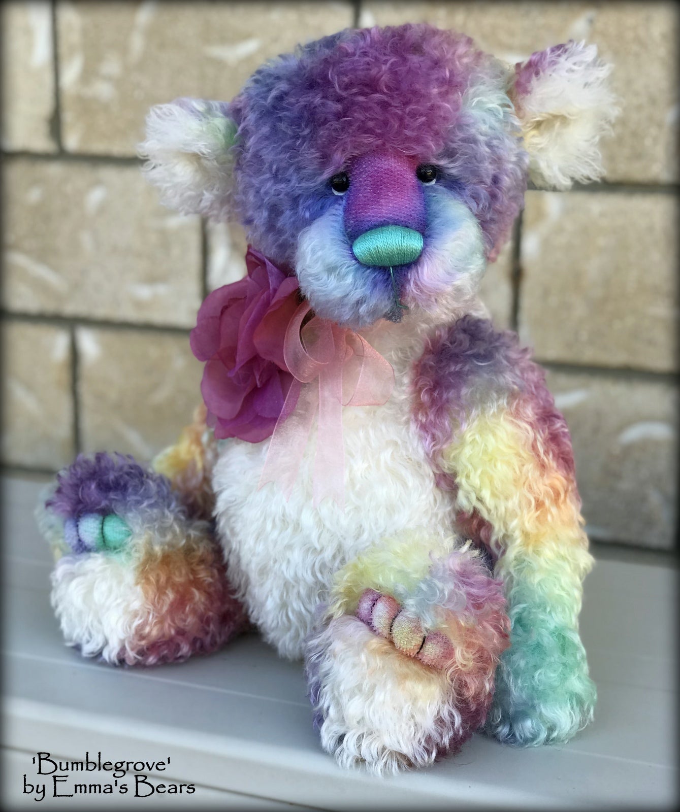 Bumblegrove - 17" Rainbow Kid Mohair Artist Bear by Emma's Bears - OOAK