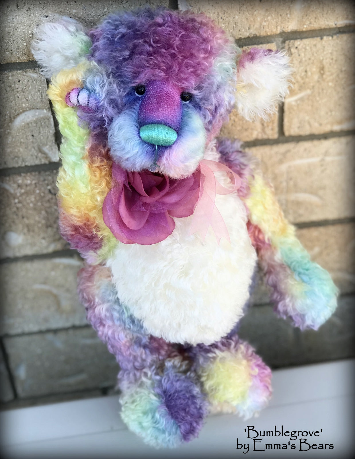 Bumblegrove - 17" Rainbow Kid Mohair Artist Bear by Emma's Bears - OOAK