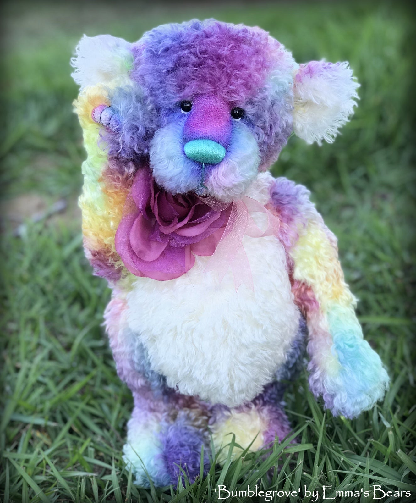 Bumblegrove - 17" Rainbow Kid Mohair Artist Bear by Emma's Bears - OOAK