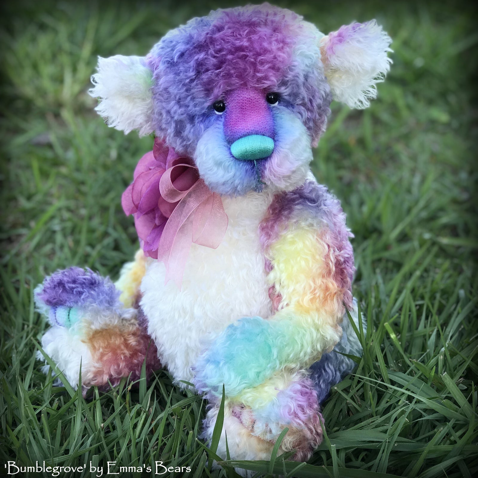 Bumblegrove - 17" Rainbow Kid Mohair Artist Bear by Emma's Bears - OOAK