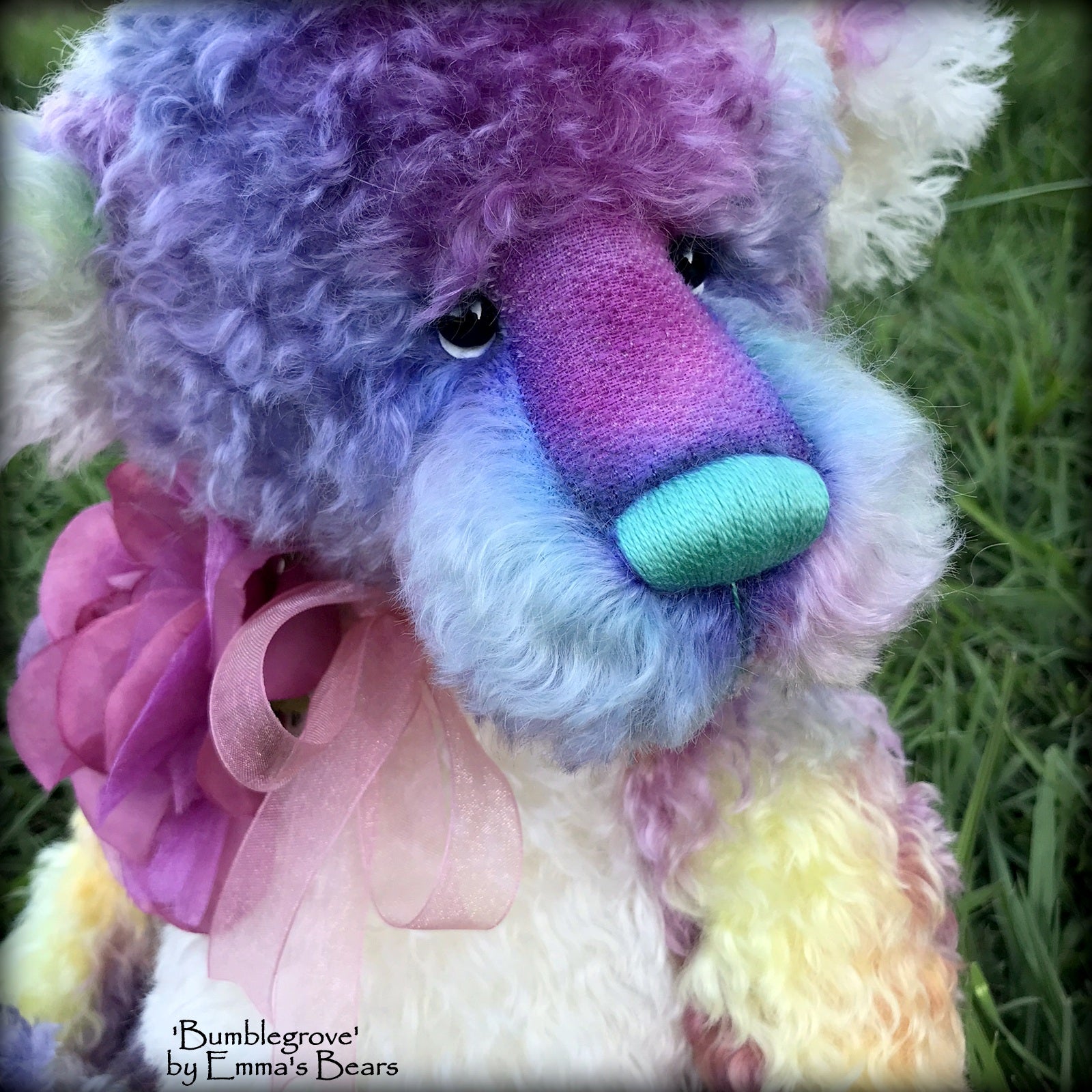 Bumblegrove - 17" Rainbow Kid Mohair Artist Bear by Emma's Bears - OOAK