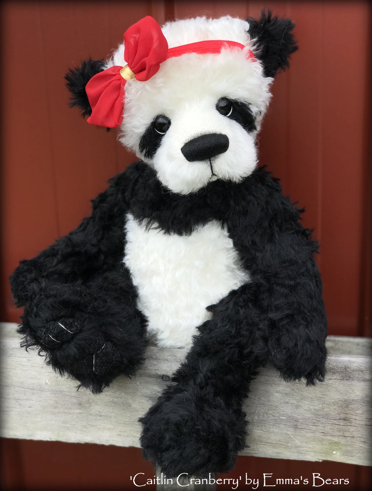 Caitlin Cranberry - 18" KID MOHAIR Artist toddler style Panda Bear by Emma's Bears - OOAK