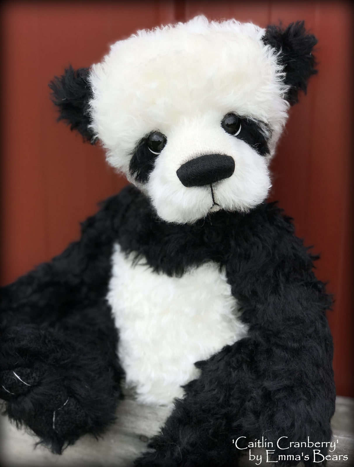 Caitlin Cranberry - 18" KID MOHAIR Artist toddler style Panda Bear by Emma's Bears - OOAK