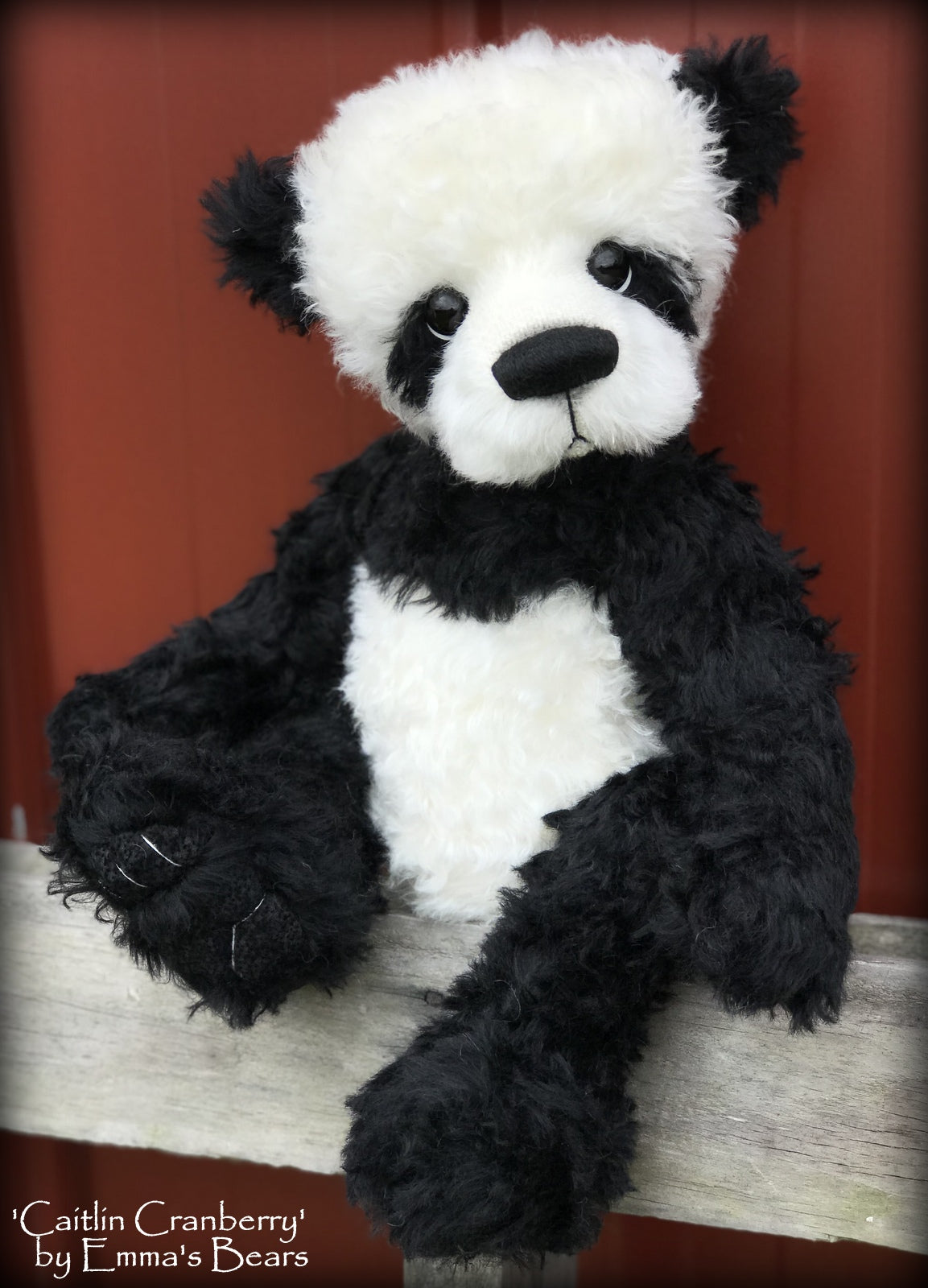 Caitlin Cranberry - 18" KID MOHAIR Artist toddler style Panda Bear by Emma's Bears - OOAK