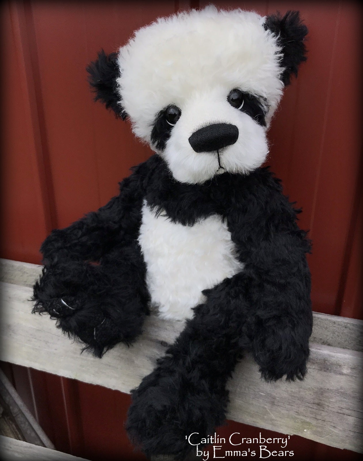 Caitlin Cranberry - 18" KID MOHAIR Artist toddler style Panda Bear by Emma's Bears - OOAK