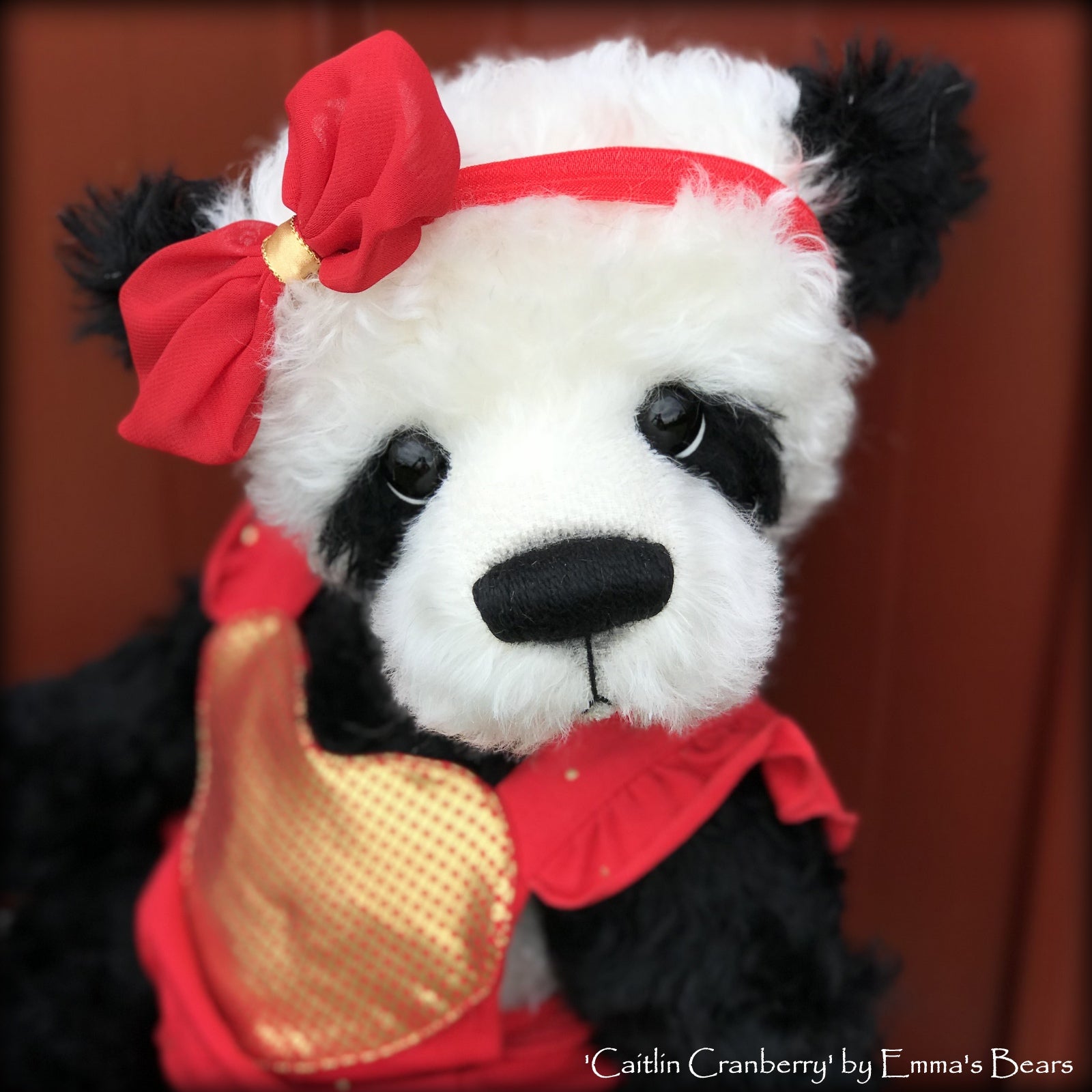 Caitlin Cranberry - 18" KID MOHAIR Artist toddler style Panda Bear by Emma's Bears - OOAK