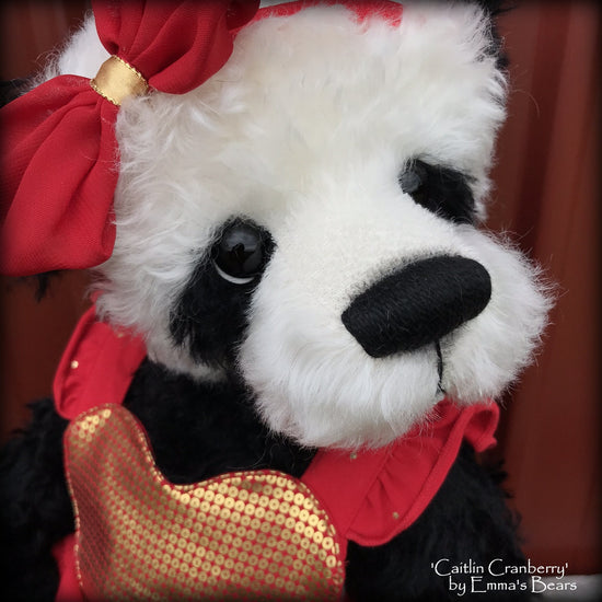 Caitlin Cranberry - 18" KID MOHAIR Artist toddler style Panda Bear by Emma's Bears - OOAK