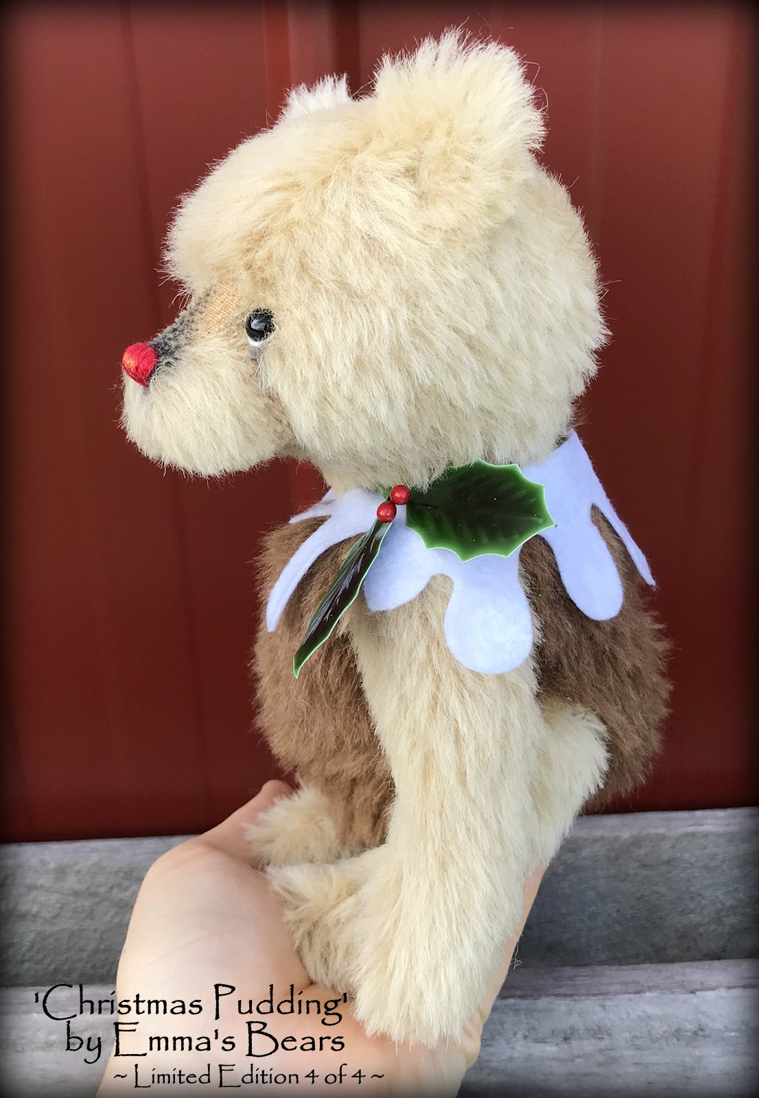 Christmas Pudding L/E 4 of 4 - Handmade ALPACA artist bear by Emma's Bears