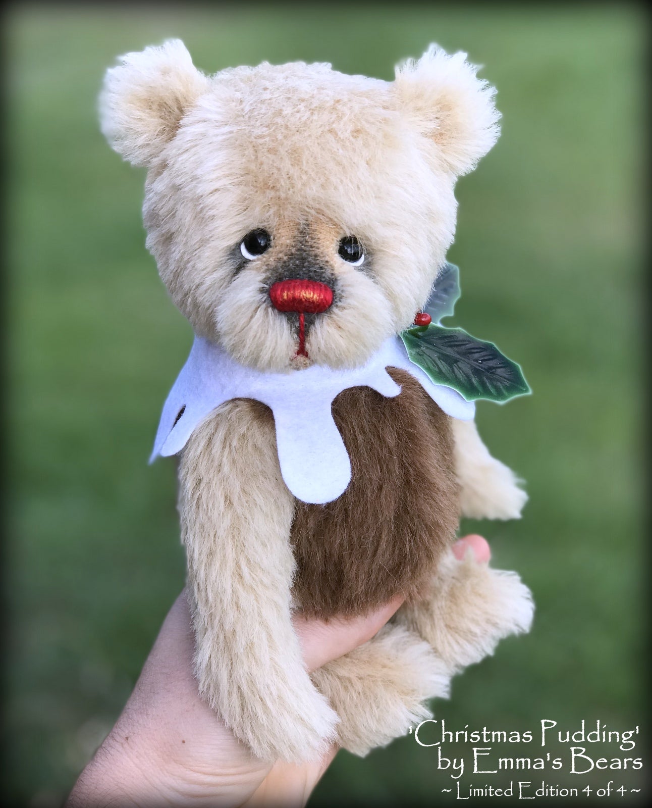 Christmas Pudding L/E 4 of 4 - Handmade ALPACA artist bear by Emma's Bears