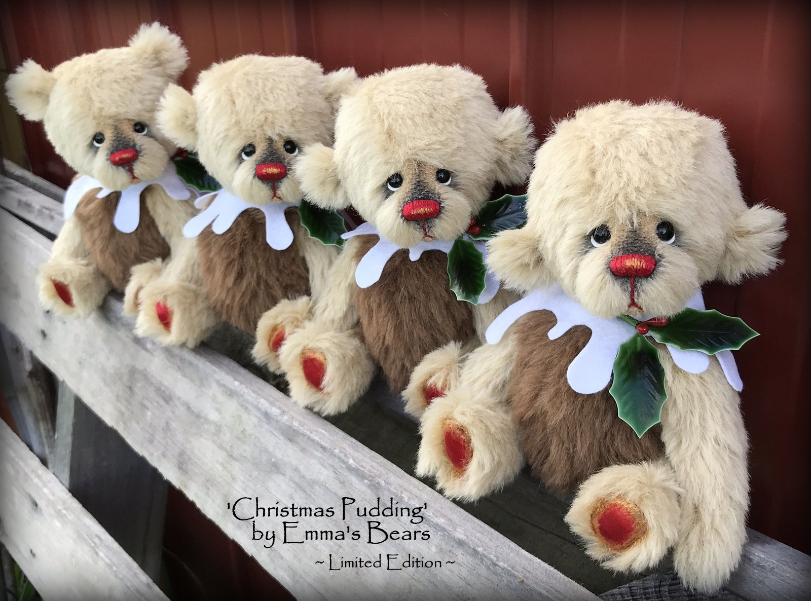 Christmas Pudding L/E 3 of 4 - Handmade ALPACA artist bear by Emma's Bears