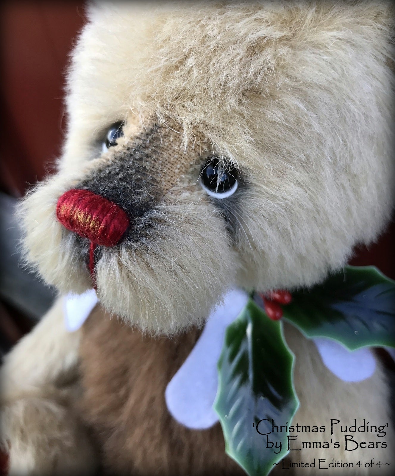 Christmas Pudding L/E 4 of 4 - Handmade ALPACA artist bear by Emma's Bears