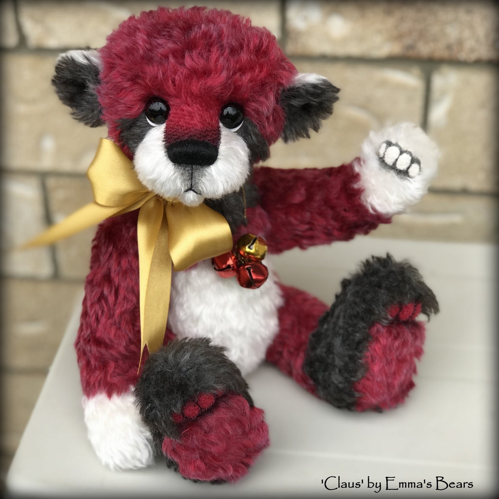 Claus - 13" hand dyed mohair Christmas artist bear by Emma's Bears - OOAK