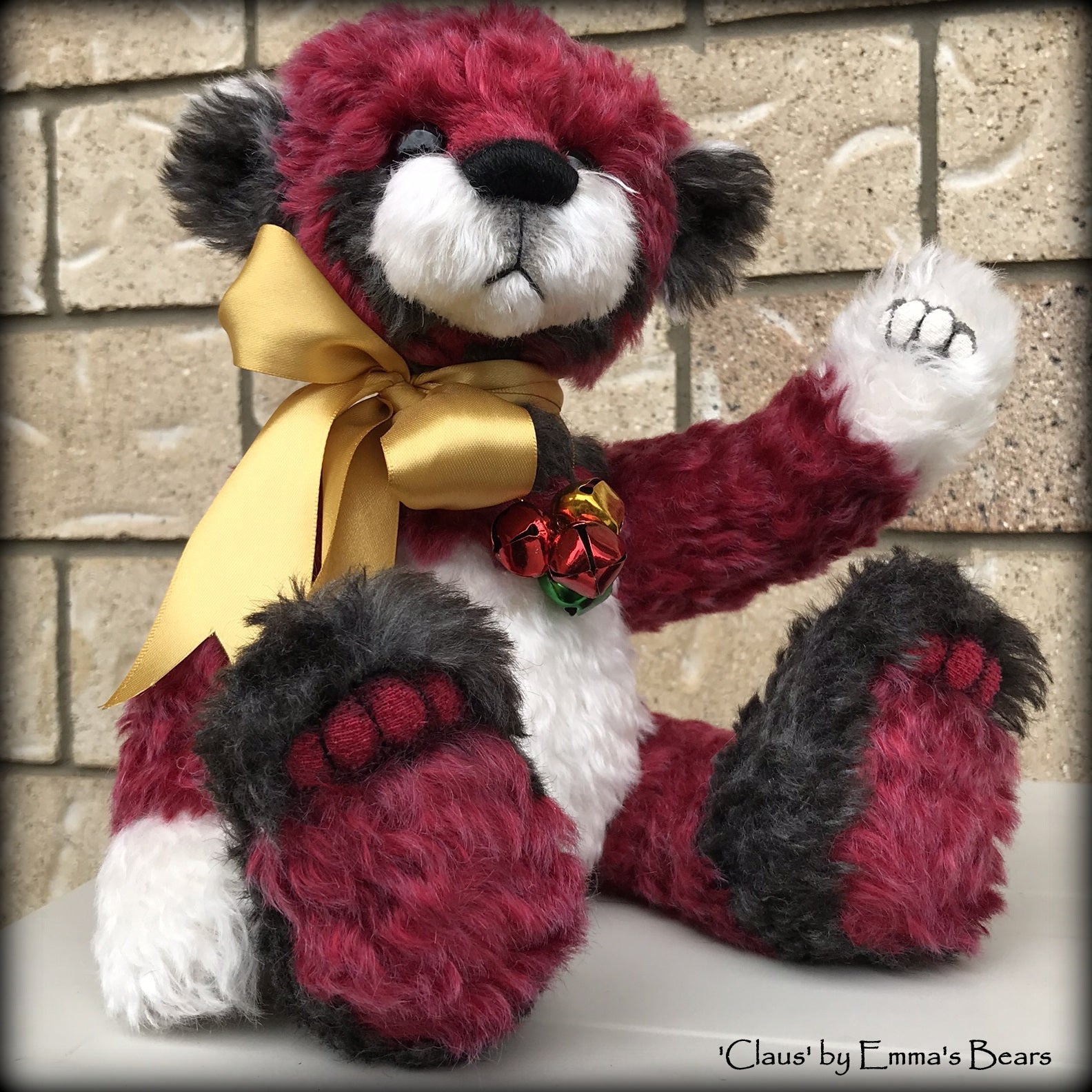 Claus - 13" hand dyed mohair Christmas artist bear by Emma's Bears - OOAK