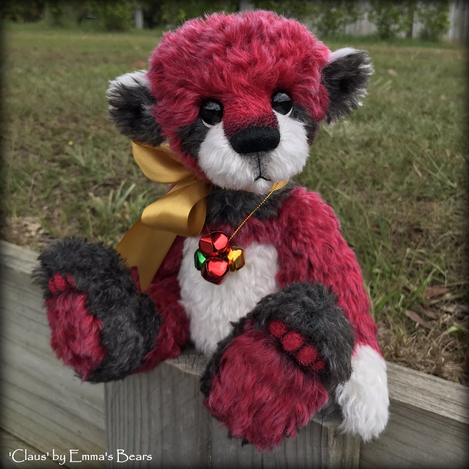 Claus - 13" hand dyed mohair Christmas artist bear by Emma's Bears - OOAK