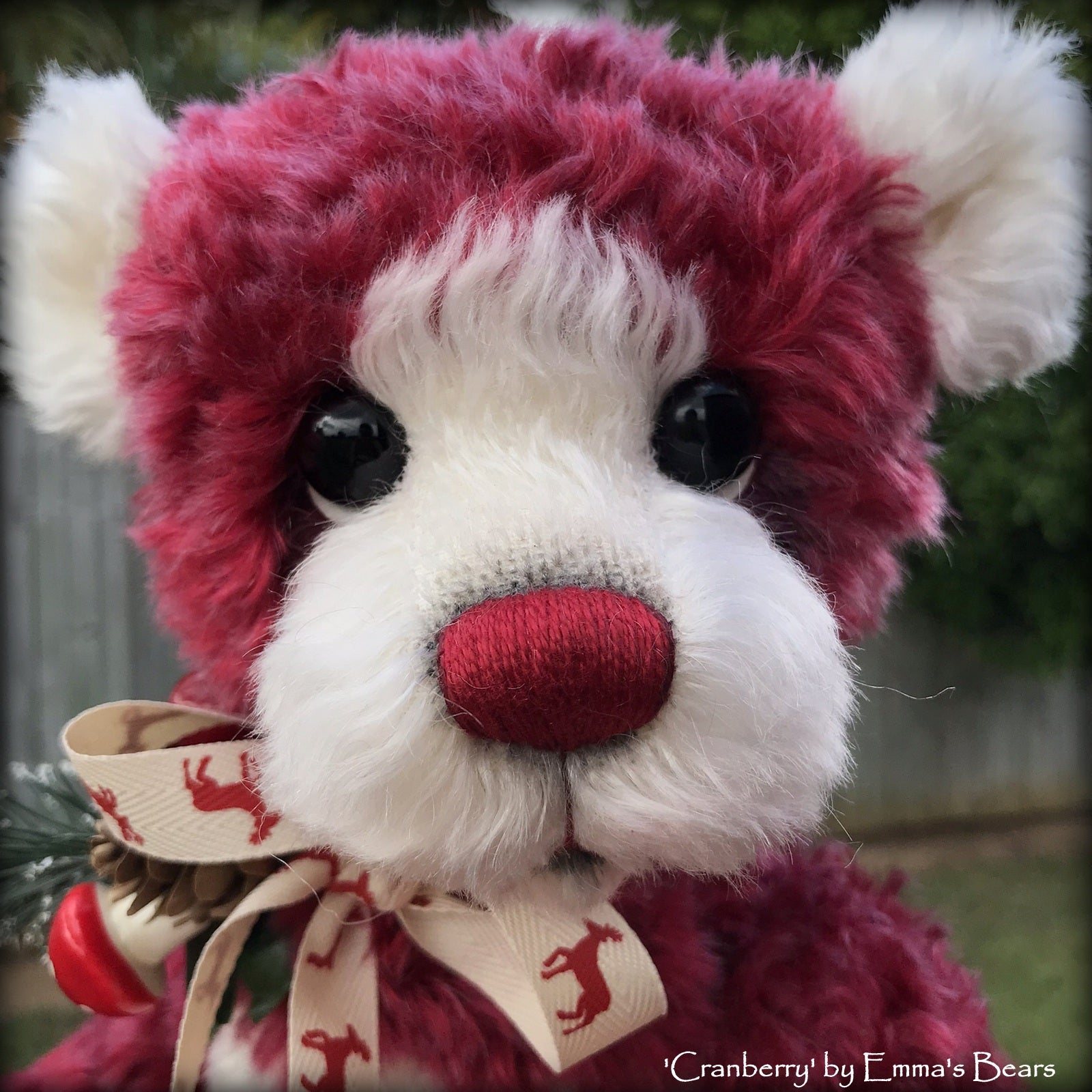 Cranberry - 15" hand dyed mohair Christmas artist bear by Emma's Bears - OOAK