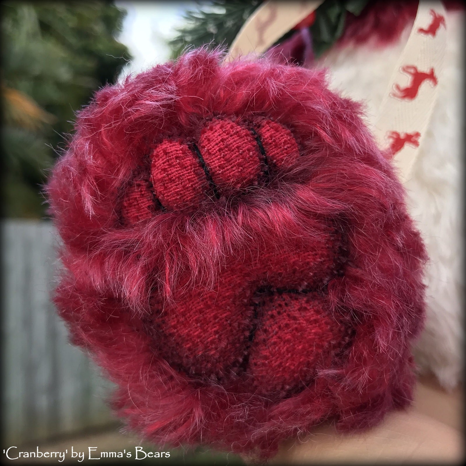 Cranberry - 15" hand dyed mohair Christmas artist bear by Emma's Bears - OOAK