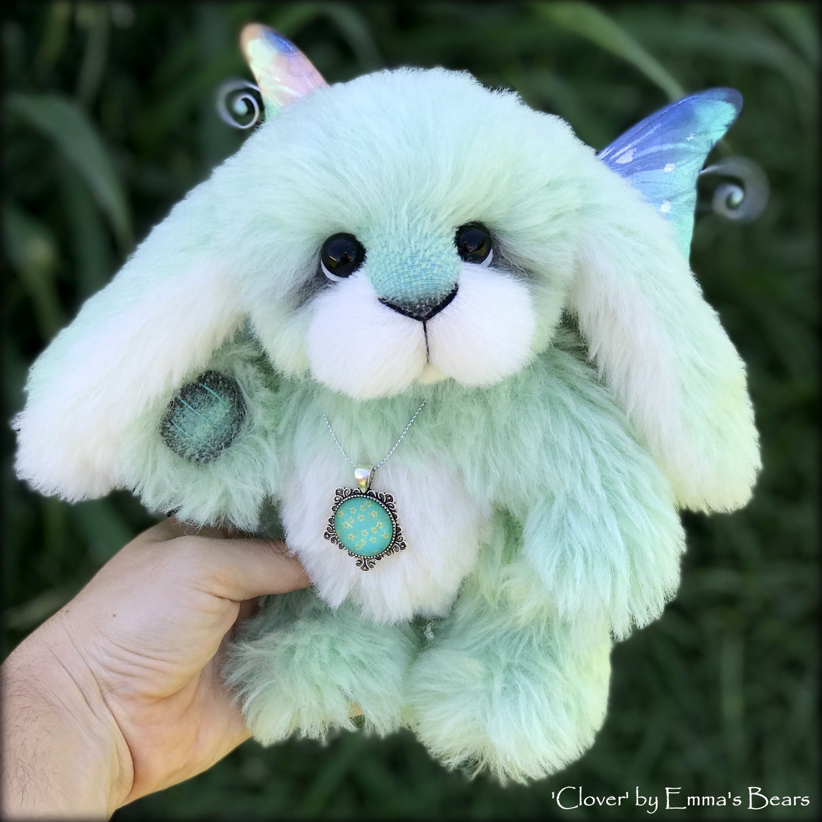 Clover - 9" Hand dyed alpaca artist Easter Bunny by Emma's Bears - OOAK