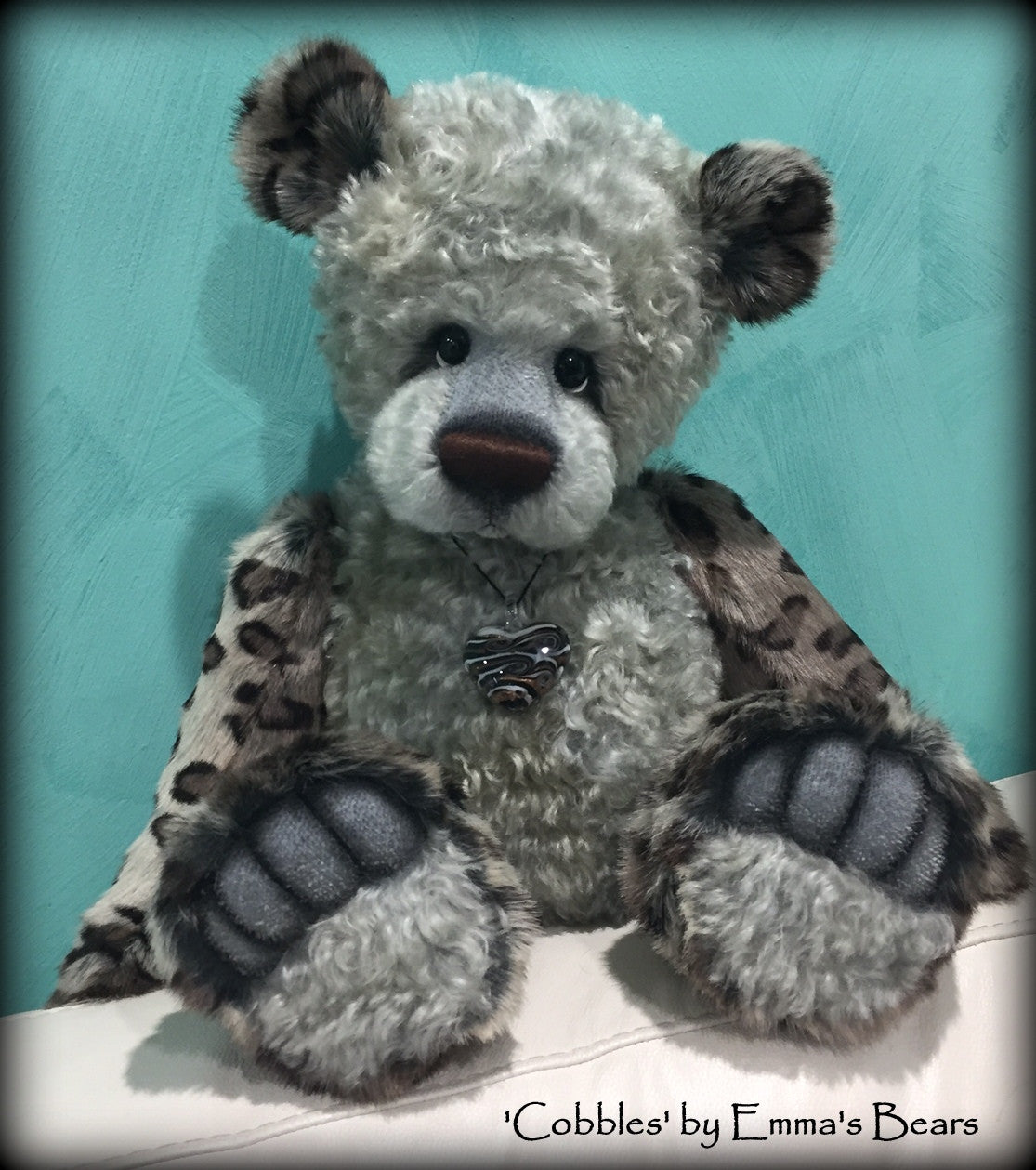 Cobbles - 22IN hand dyed mohair and faux fur bear by Emmas Bears - OOAK