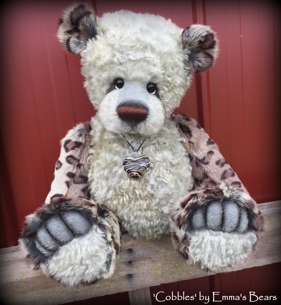 Cobbles - 22IN hand dyed mohair and faux fur bear by Emmas Bears - OOAK