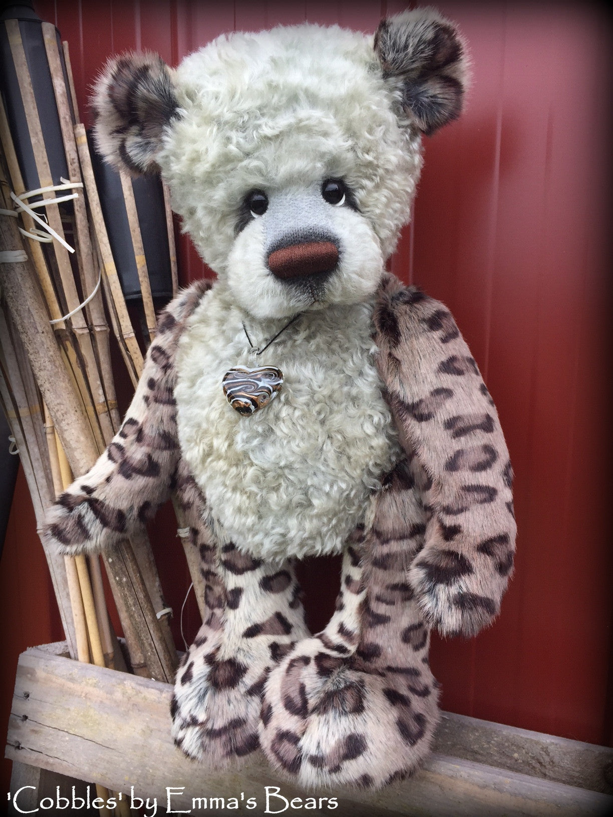 Cobbles - 22IN hand dyed mohair and faux fur bear by Emmas Bears - OOAK