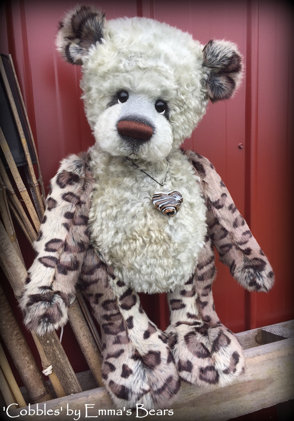 Cobbles - 22IN hand dyed mohair and faux fur bear by Emmas Bears - OOAK