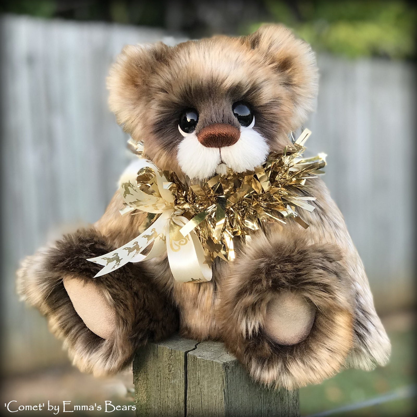 Comet - 13" faux fur and alpaca Christmas Bear by Emmas Bears - OOAK