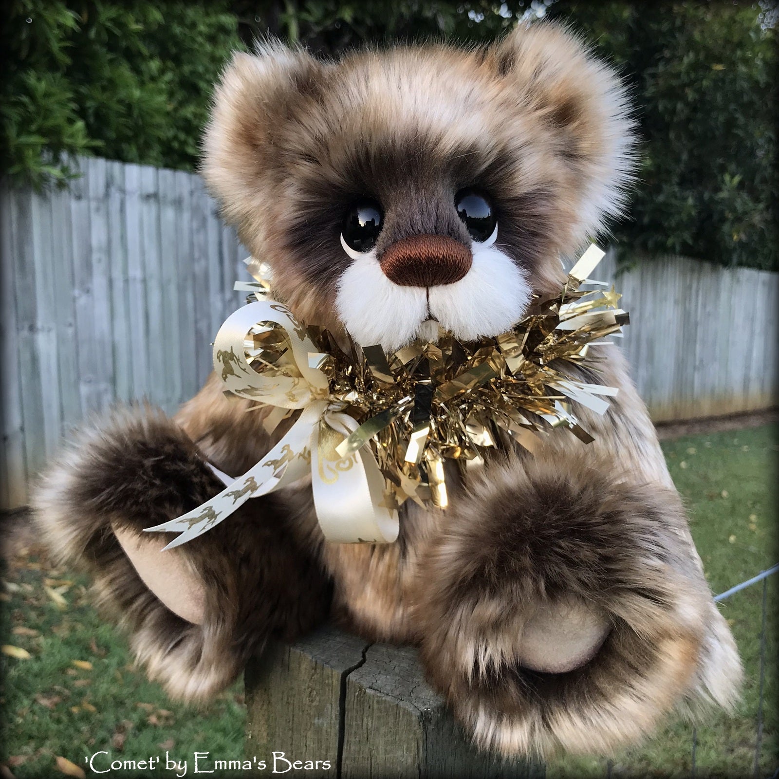 Comet - 13" faux fur and alpaca Christmas Bear by Emmas Bears - OOAK