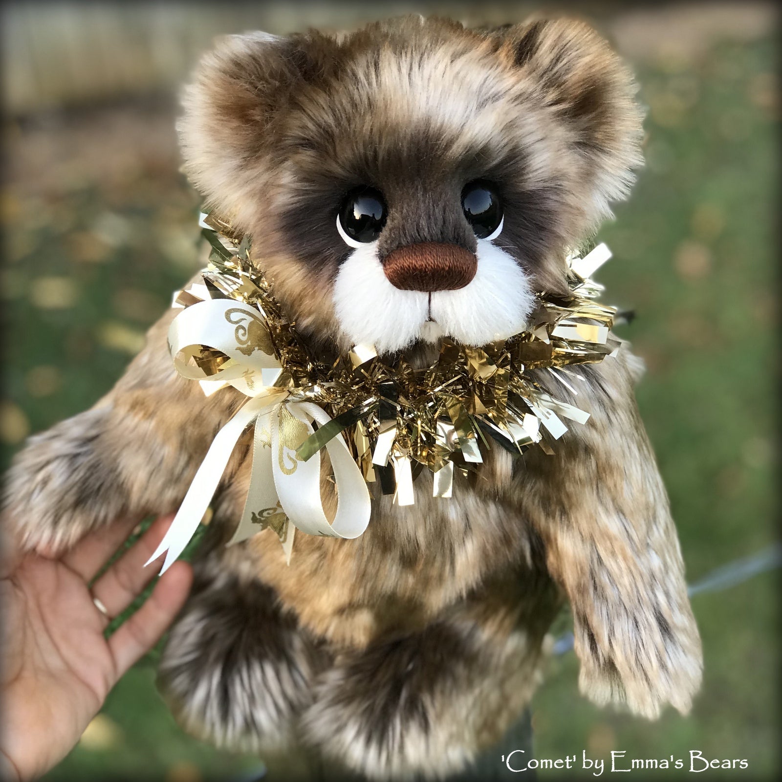 Comet - 13" faux fur and alpaca Christmas Bear by Emmas Bears - OOAK