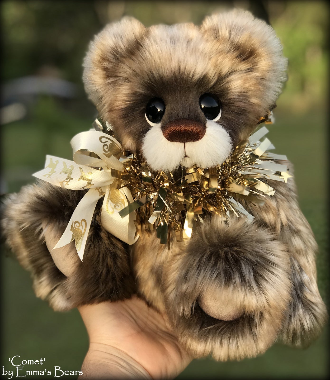 Comet - 13" faux fur and alpaca Christmas Bear by Emmas Bears - OOAK