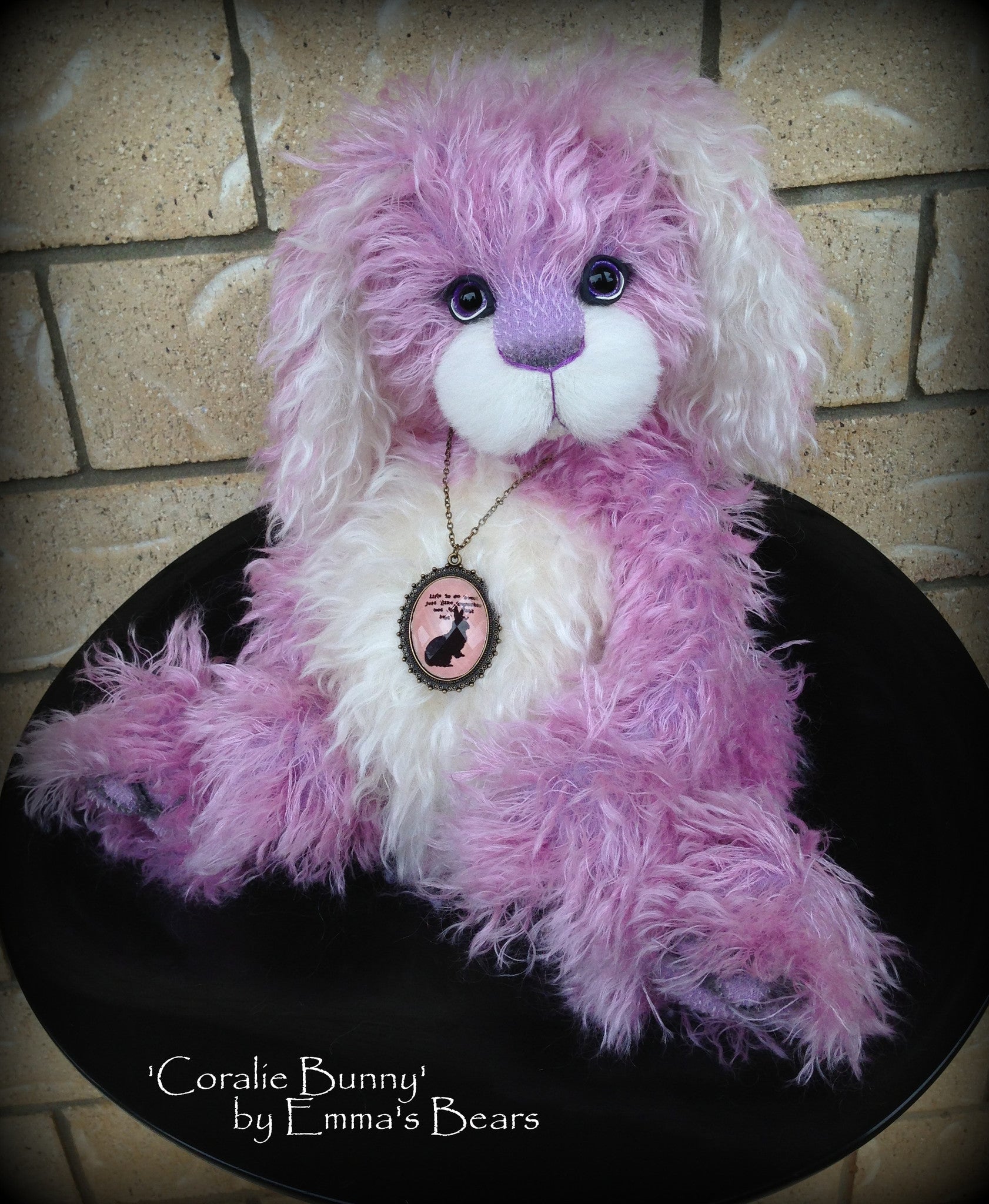 Coralie Bunny - 17" purple and white mohair artist bear  - OOAK by Emma's Bears