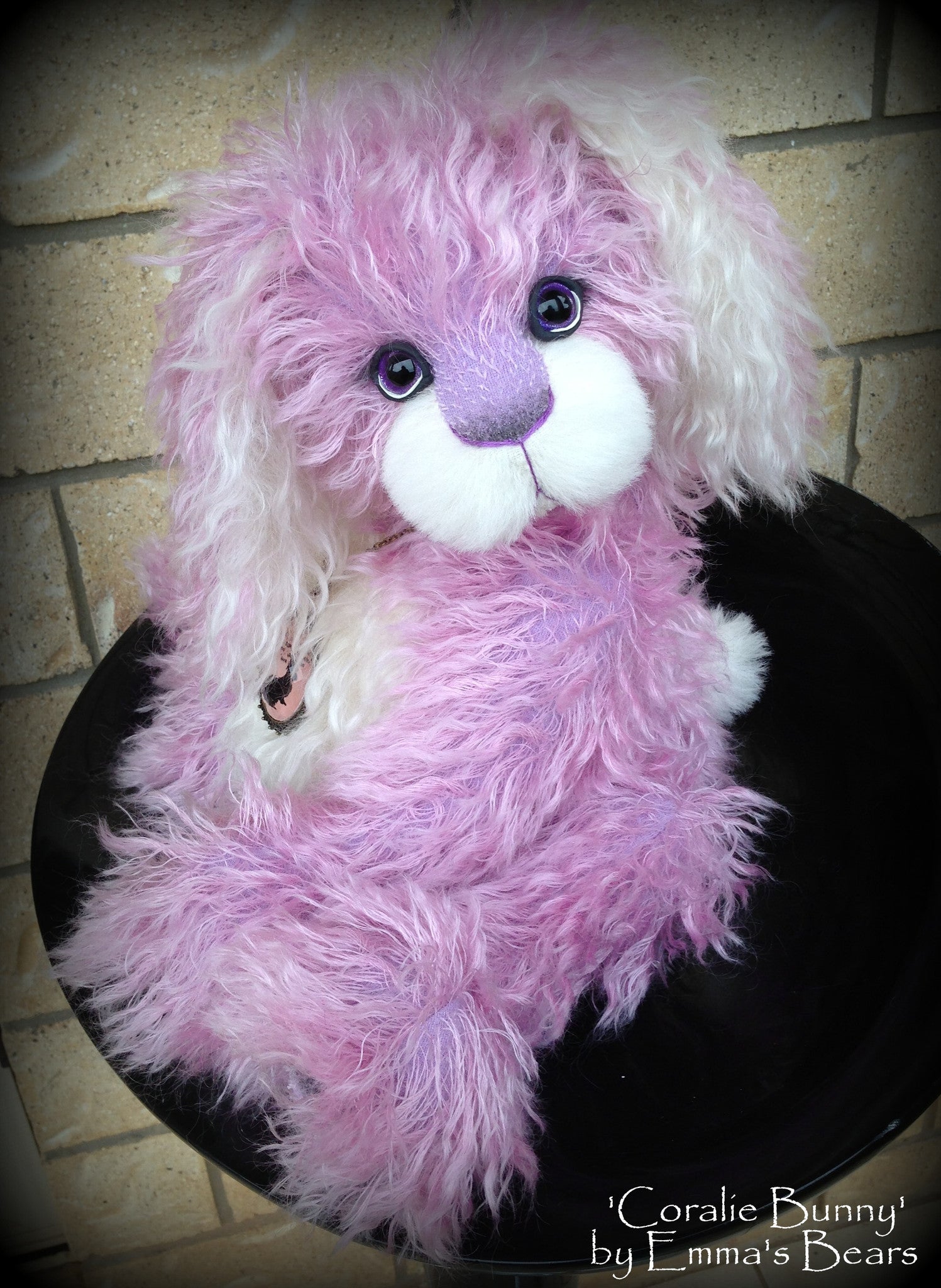 Coralie Bunny - 17" purple and white mohair artist bear  - OOAK by Emma's Bears