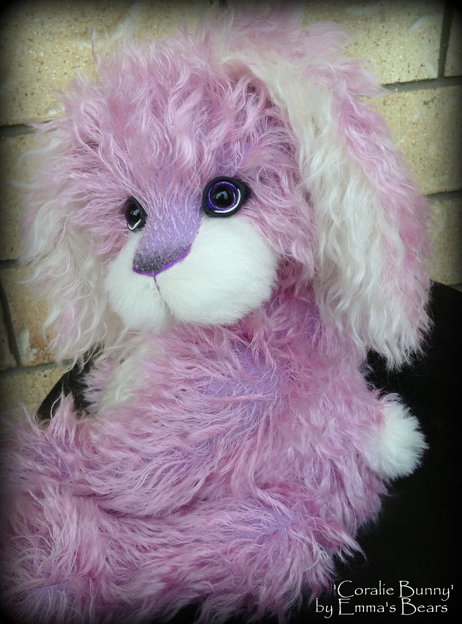 Coralie Bunny - 17" purple and white mohair artist bear  - OOAK by Emma's Bears