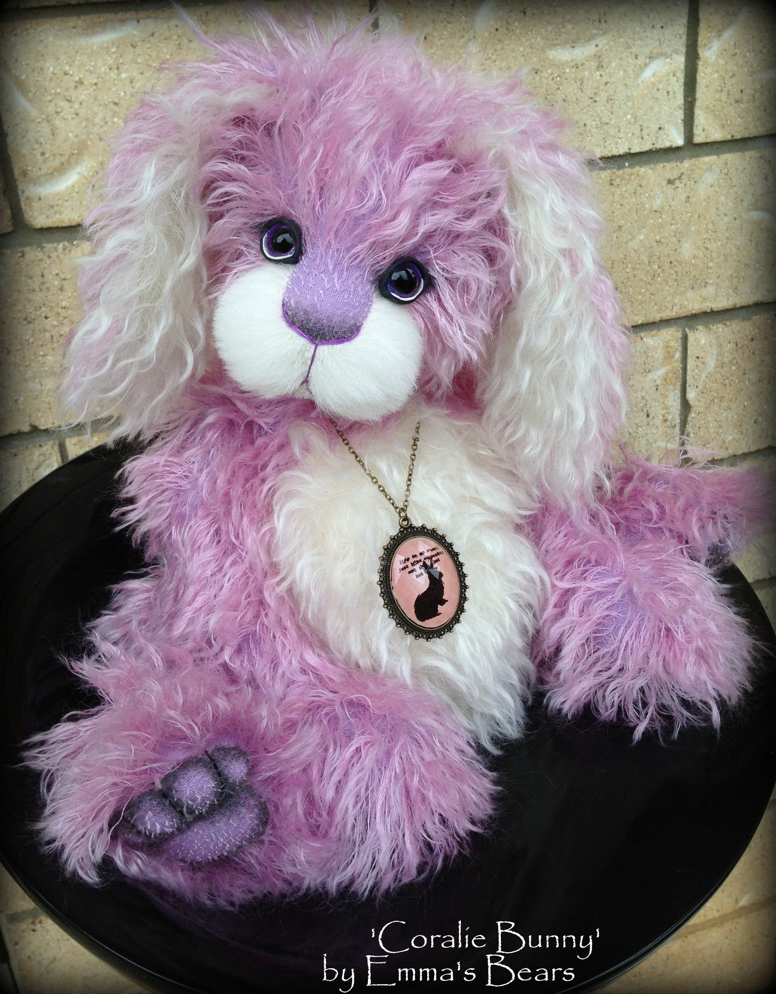 Coralie Bunny - 17" purple and white mohair artist bear  - OOAK by Emma's Bears