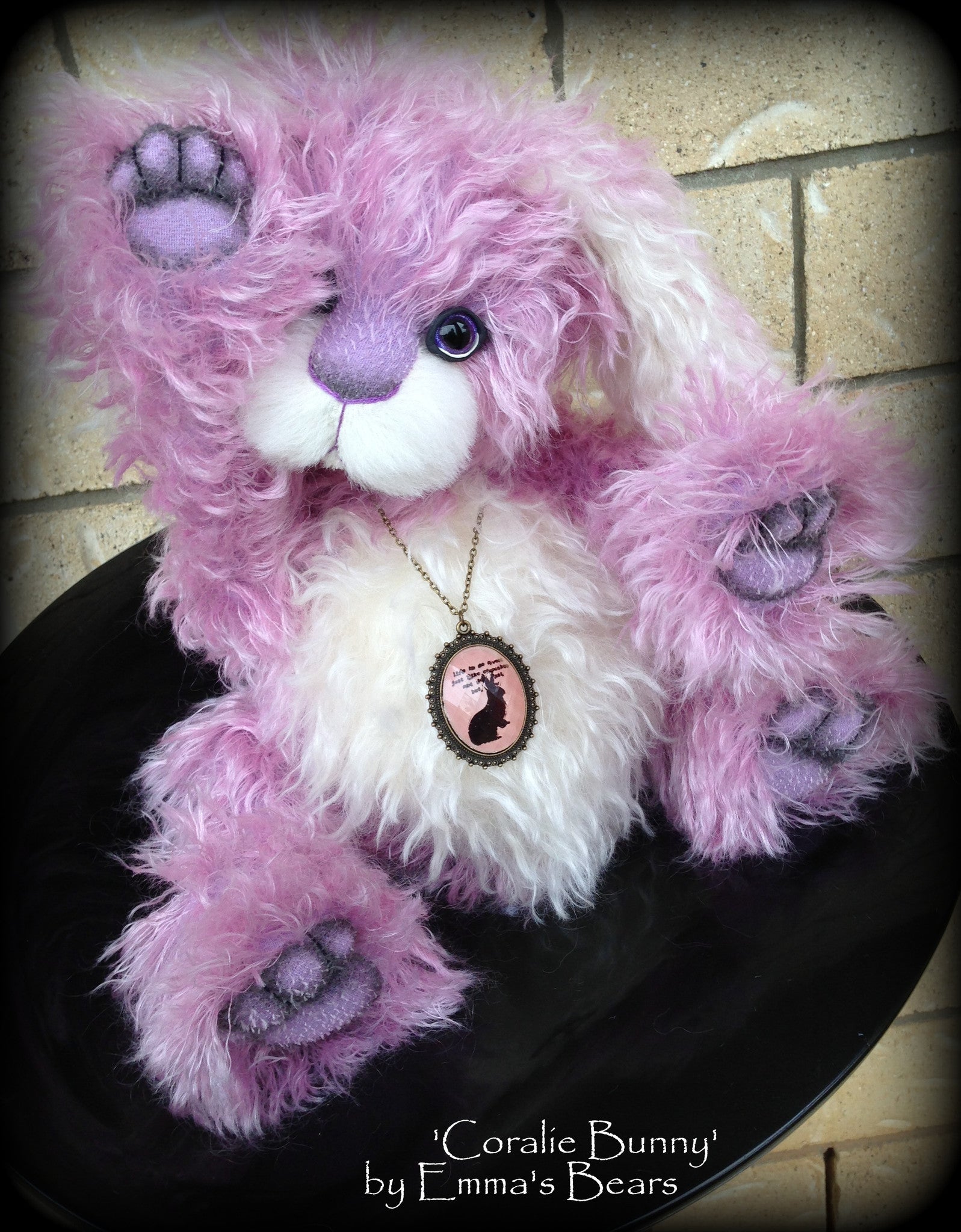 Coralie Bunny - 17" purple and white mohair artist bear  - OOAK by Emma's Bears