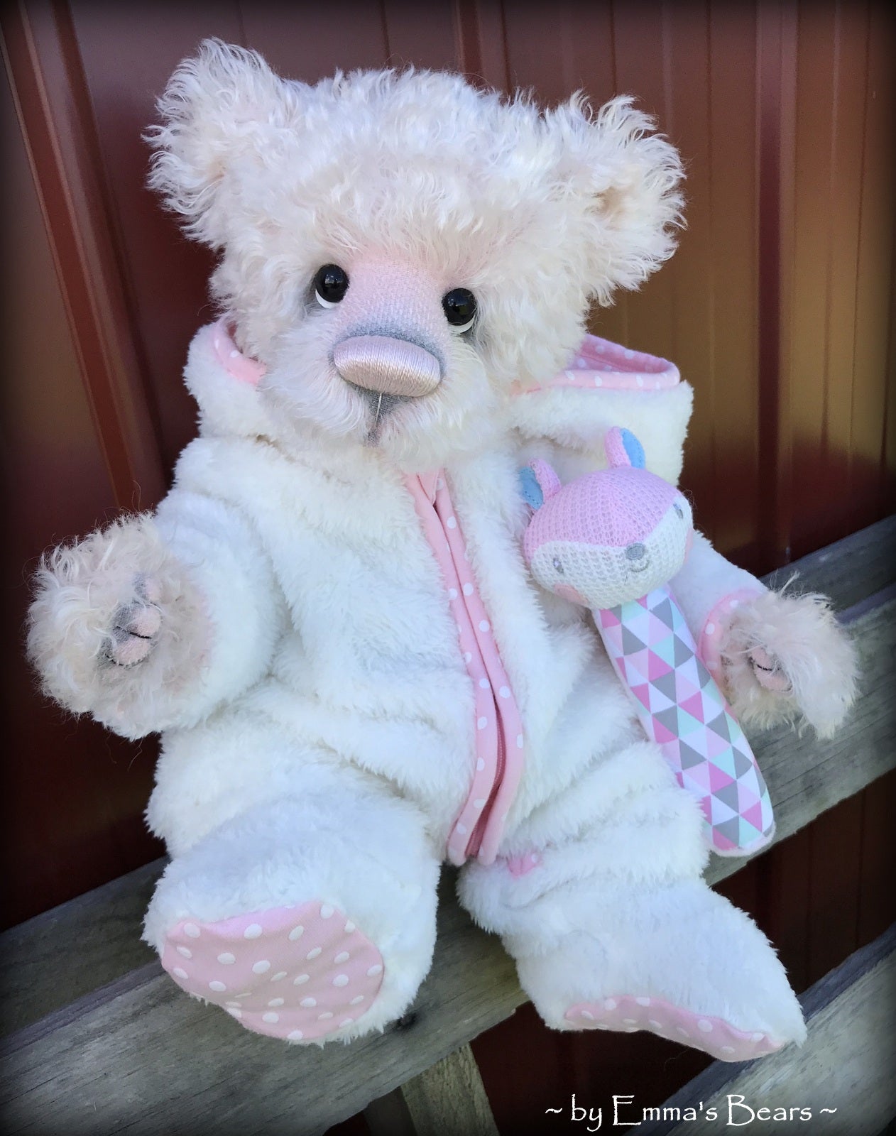 Toddler Madison Mavis - 18in hand-dyed pink MOHAIR Artist Bear by Emmas Bears - OOAK