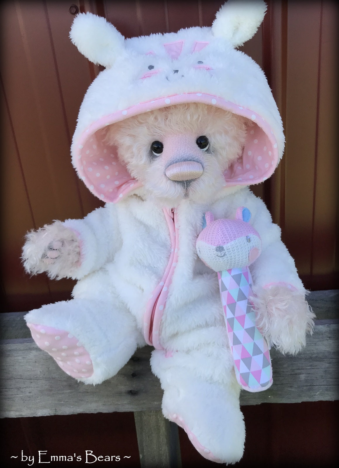 Toddler Madison Mavis - 18in hand-dyed pink MOHAIR Artist Bear by Emmas Bears - OOAK