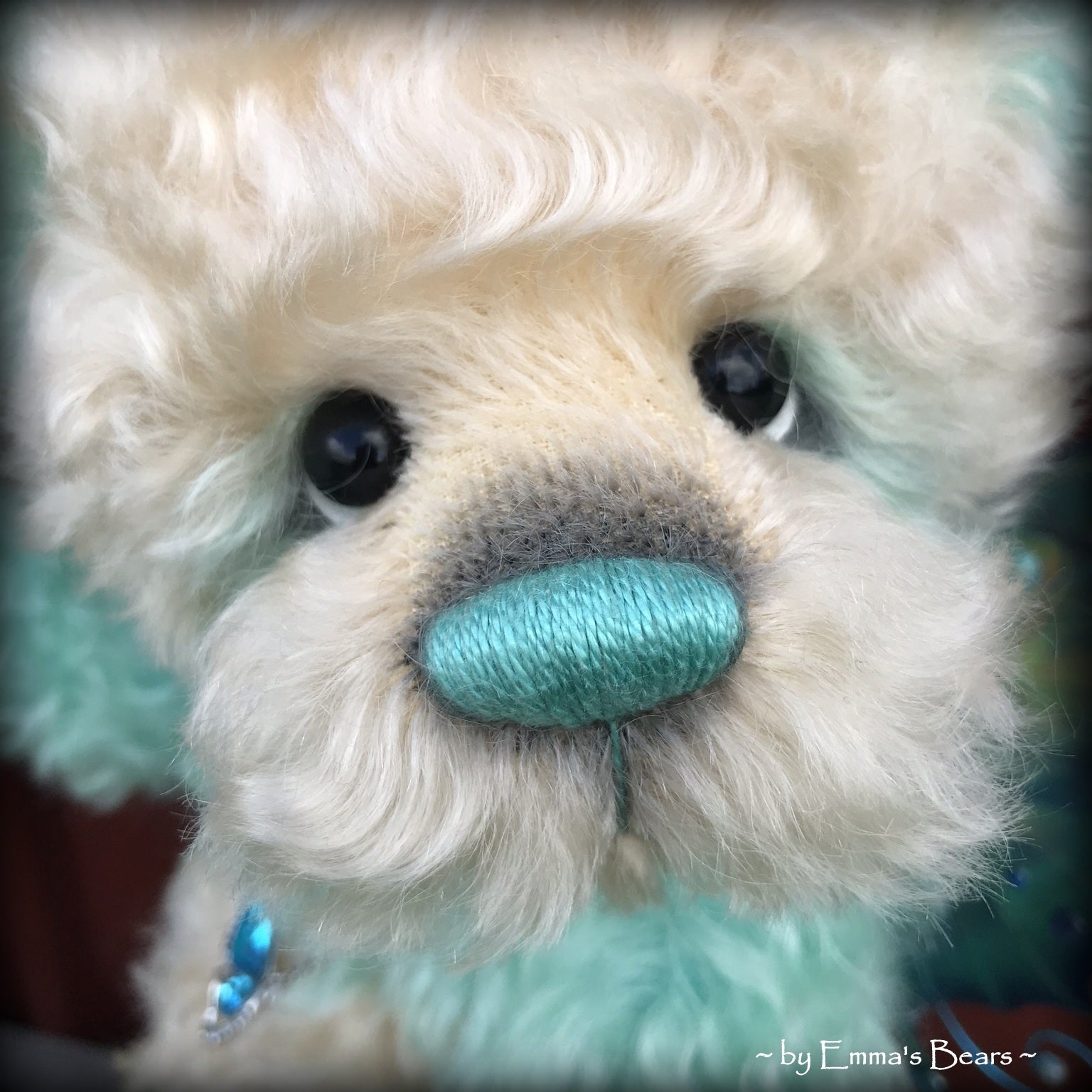 Waverly - 13" Hand dyed turquoise Butterfly Bear by Emma's Bears - OOAK