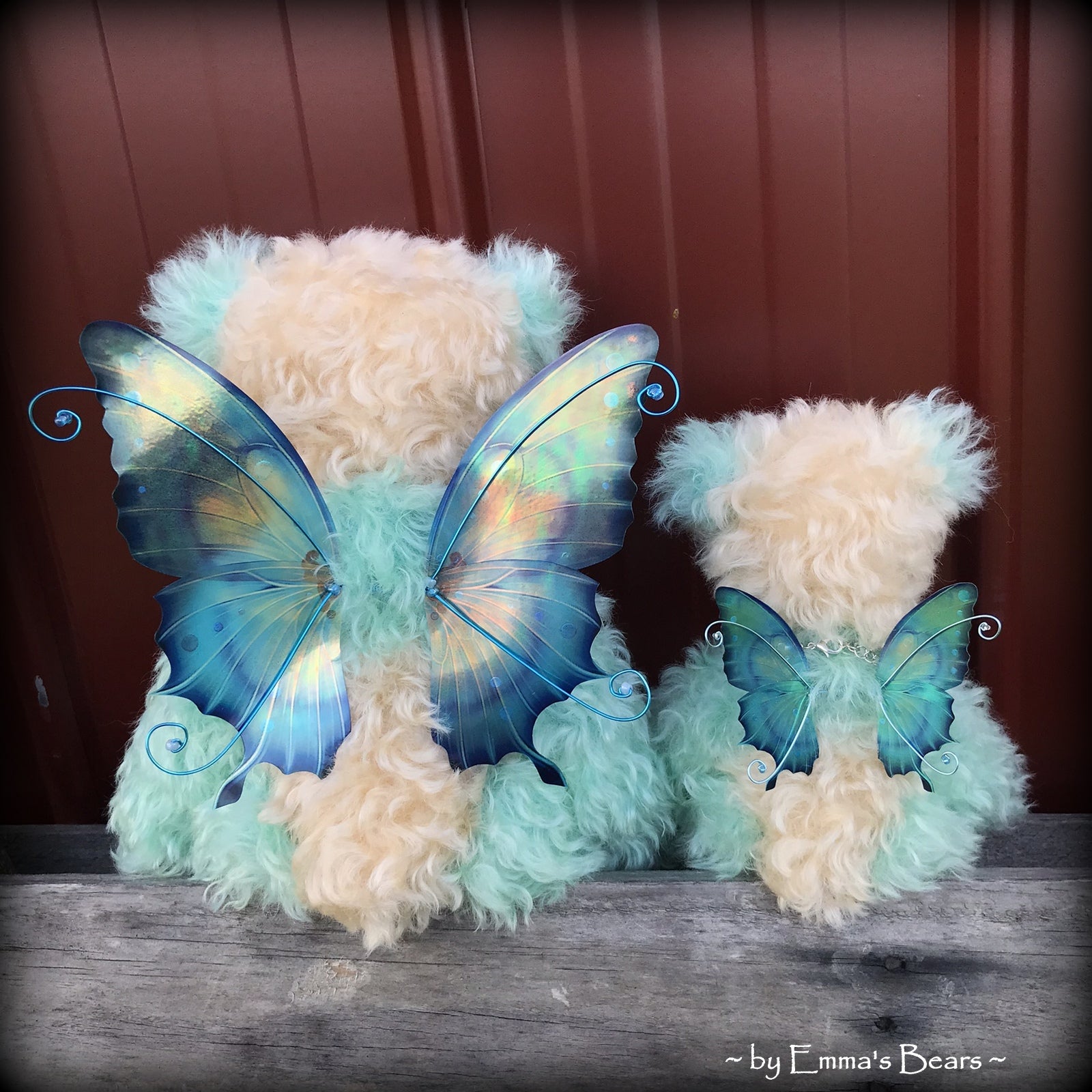 Waverly - 13" Hand dyed turquoise Butterfly Bear by Emma's Bears - OOAK