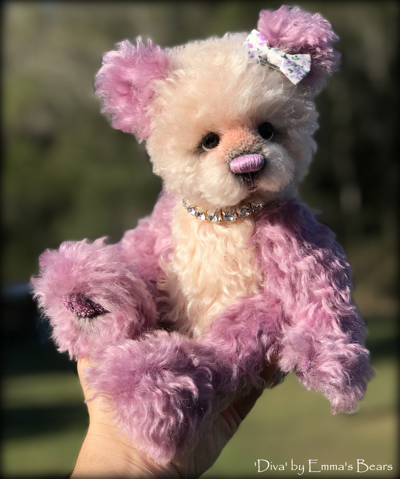 Diva- 12" hand dyed super curls mohair artist bear by Emma's Bears  - OOAK