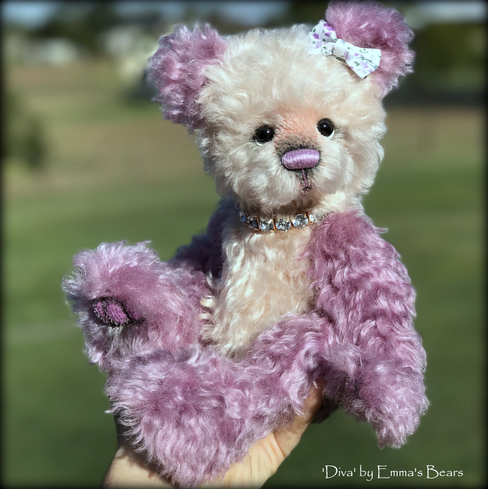 Diva- 12" hand dyed super curls mohair artist bear by Emma's Bears  - OOAK