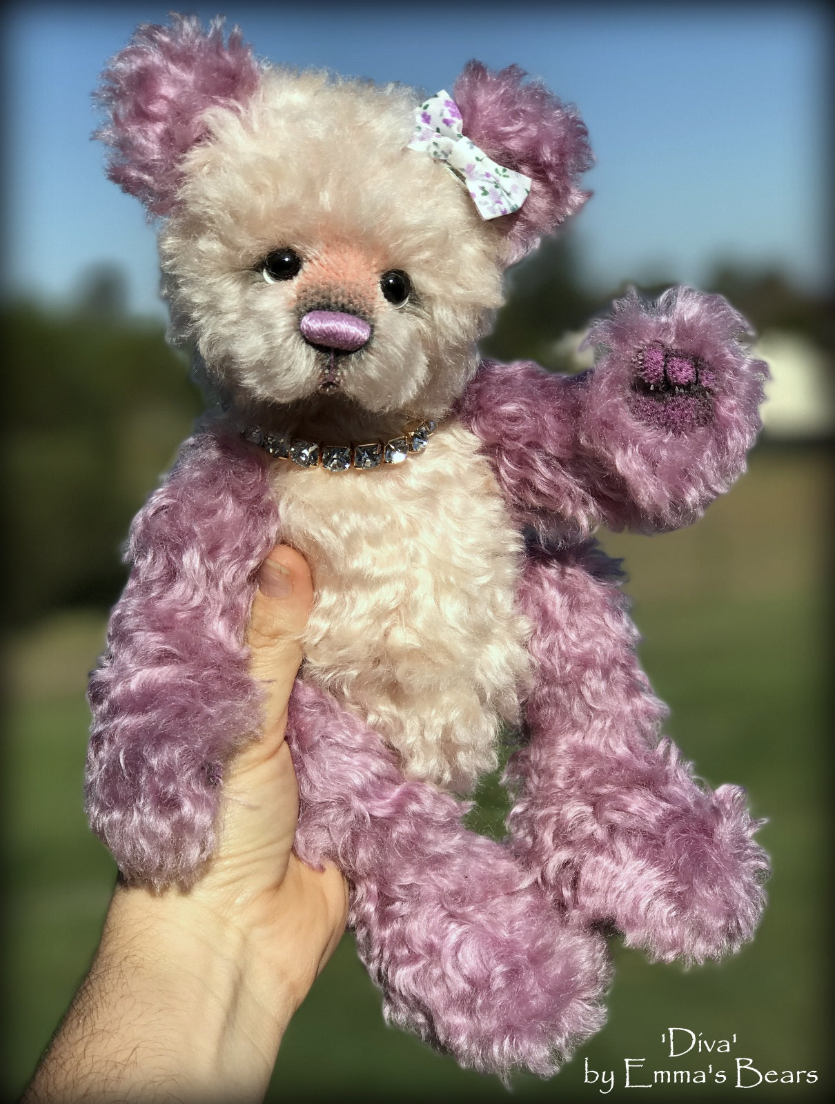 Diva- 12" hand dyed super curls mohair artist bear by Emma's Bears  - OOAK