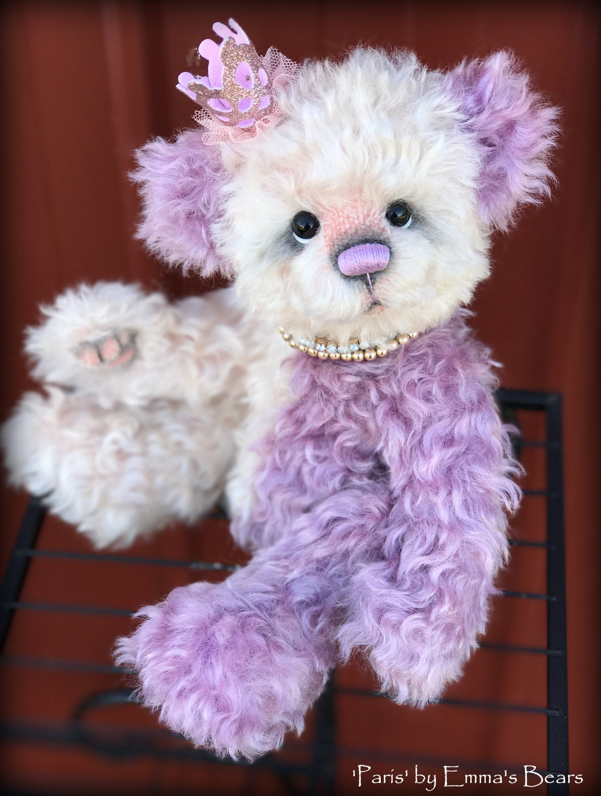 Paris- 12" hand dyed super curls mohair artist bear by Emma's Bears  - OOAK