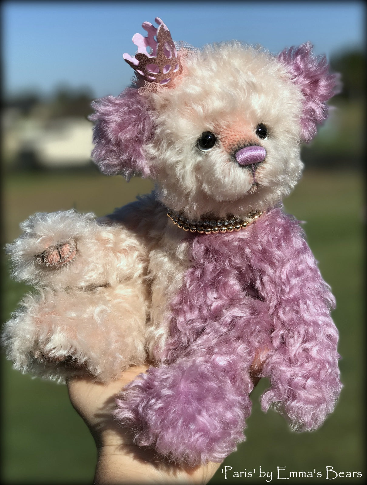 Paris- 12" hand dyed super curls mohair artist bear by Emma's Bears  - OOAK